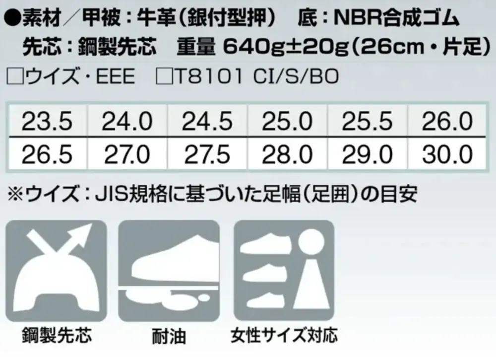 アイトス AZ-59102 安全靴（男女兼用）（703） サイズ・スペック