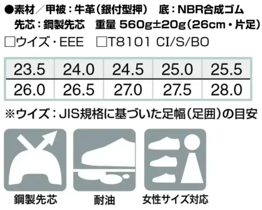 アイトス AZ-59106 安全靴（男女兼用）（604） サイズ・スペック
