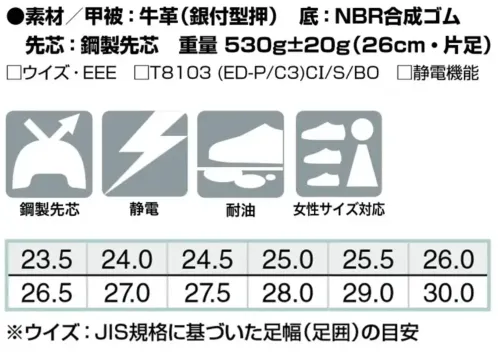 アイトス AZ-59130 安全靴（男女兼用）（501静電） サイズ／スペック