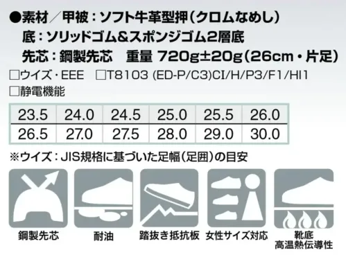 アイトス AZ-59204 安全靴（男女兼用）（FR-119） サイズ／スペック