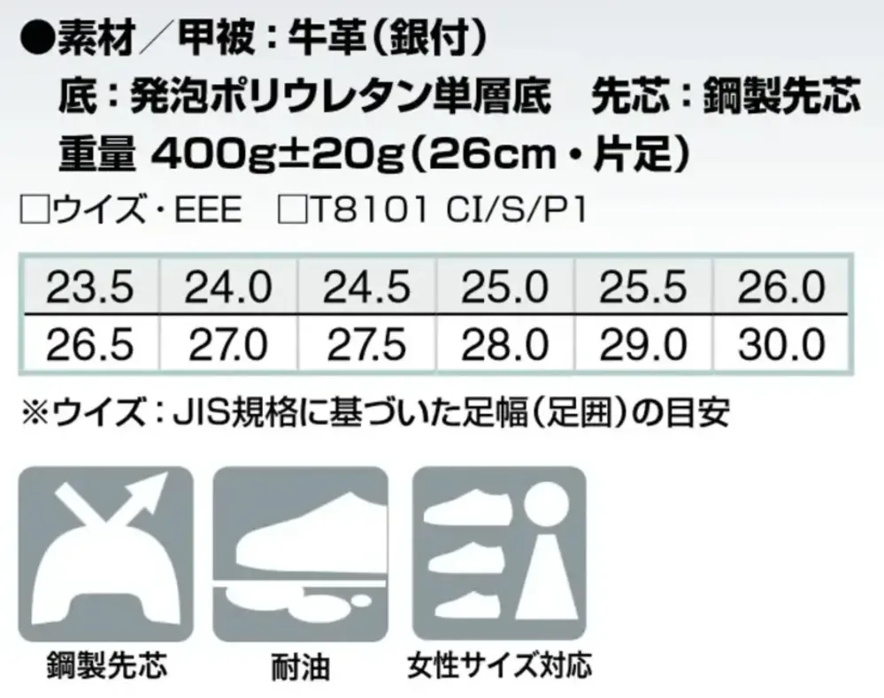 アイトス AZ-59300 安全靴（男女兼用）（A1） サイズ・スペック