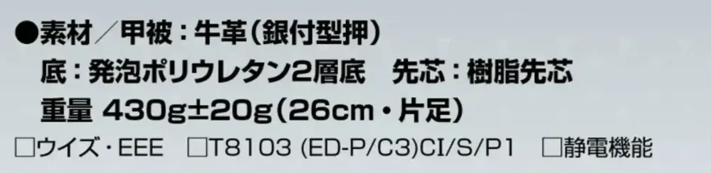 アイトス AZ-59600 安全靴（男女兼用）（GT-100） サイズ・スペック