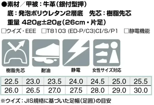 アイトス AZ-59601 安全靴（男女兼用）（GT-120） サイズ／スペック