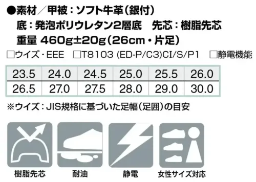 アイトス AZ-59612 安全靴（男女兼用）（EMS-100） サイズ／スペック