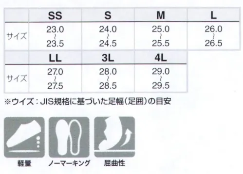 アイトス AZ-59902 ソックスシューズ 素足感覚。折りたためて持ち運びが便利。ゴム底で滑りにくい。ノーマーキング仕様。引越し運送業、内装業、飛行機内、バス内、室内履き(事務所、会場、体育館)に。 サイズ／スペック