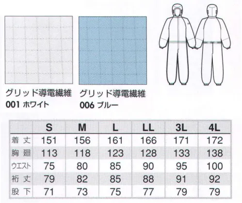 アイトス AZ-861403 カバーオール（フード一体型） CLASS 100 最先端の素材技術を駆使し、より清浄なクリーンルームを実現するCR0．1（シーアールゼロポイントワン）。半導体、精密機器、製薬、研究機関・・・多様な分野で使用されるクリーンルーム。アイトスのCR0．1は、クリーンルーム内でのワーキングウェアに最先端の技術を駆使することにより、室内の汚染要因を制御。あらゆる分野のクリーンルームをより清浄な作業空間へと導きます。●CRO.1の高機能を支える高性能素材。静電気が発生しやすいクリーンルーム内での作業に、安心した静電性能を維持する練り込み式導電糸を採用。さらにアイトス独自の織物設計により、風合いがよく着用感のよい素材に仕上げています。 ●レーザー裁断により、高品質・低コスト・スピードを実現。クリーンルームにおける発塵の最大要因は人体とウェアにあります。服に付着した塵埃はもちろん、段目や縫製糸の糸くず、縫製の隙間を通過してくる塵埃もクリーンルームの環境を脅かします。アイトスではこれらの要因を効率的に改善するため、最新型のレーザー裁断機を導入し、機能の向上と生産コストの削減を図っています。 ※この商品は、ご注文後のキャンセル・返品・交換ができませんので、ご注意下さいませ。※なお、この商品のお支払方法は、先振込（代金引換以外）にて承り、ご入金確認後の手配となります。 サイズ／スペック