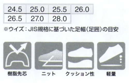 アイトス AZ-LX69182 セーフティシューズ アッパーのニット素材で快適なフィット感。ミッドソールのEVAによる安定感と快適なクッション性。こだわりの素材感と優れたコストパフォーマンス性。軽量で疲れにくい。 サイズ／スペック