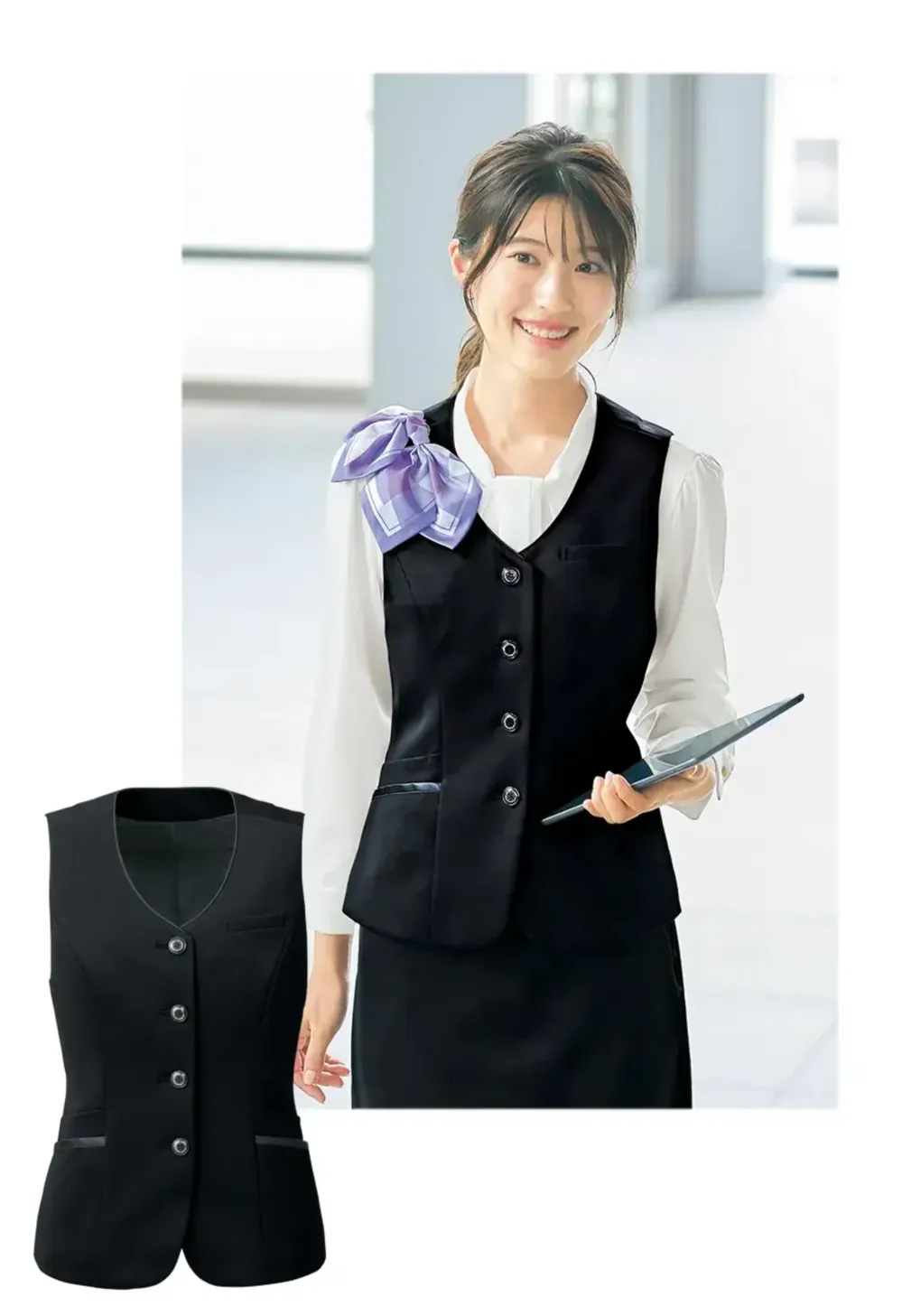 【タグ付き未使用品】アルファピア　洗える！事務服　オフィススーツ　サイズ11号 ベスト アルファピア AR2611-2 オフィスウェア・ユニフォームの