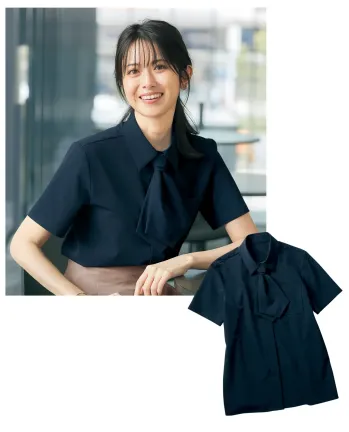 オフィスウェア 半袖ブラウス アルファピア YT1728-3 ブラウス（スカーフタイ付） 事務服JP