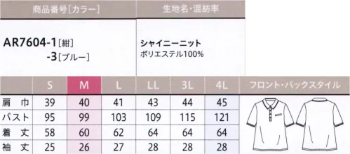 アルファピア AR7604-1 ポロシャツ 潔いシンプルさが新鮮！動きやすさ抜群のポロ抜け感のあるスキッパー風のカラーですっきりと爽やかな印象に。アクティブな動きもラクに叶える着る人を選ばないシンプルポロ。裾にかけてのゆるらかなAラインシルエットが新鮮。■優れた吸汗速乾性で、汗をかいても快適ドライタッチの軽やかな素材・軽量感・伸縮性・形態安定性に優れた快適ニット素材・爽やかなドライタッチ・繊維の毛細管現象による優れた吸水・速乾・特殊ポリマー使用による防透性（東レ・スプリンジー®を使用）※4Lは受注生産になります。※受注生産品につきましては、ご注文後のキャンセル、返品及び他の商品との交換、色・サイズ交換が出来ませんのでご注意くださいませ。※受注生産品のお支払い方法は、先振込み（代金引換以外）にて承り、ご入金確認後の手配となります。 サイズ／スペック
