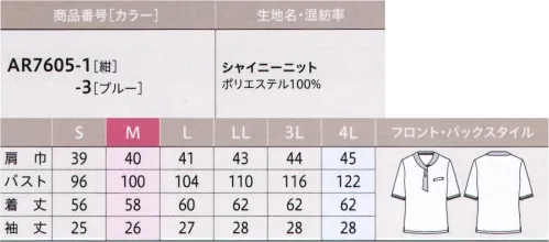 アルファピア AR7605-3 タイカラーポロシャツ ボウタイが首回りに華やかさをプラス。一枚できちんと感を演出。きちんと感のあるボウタイが顔周りを華やかに演出。背中にゆとり量をプラスして動きやすさも涼しさも◎。対面接客時にもきちんと映えする華やかなデザイン。■優れた吸汗速乾性で、汗をかいても快適ドライタッチの軽やかな素材・軽量感・伸縮性・形態安定性に優れた快適ニット素材・爽やかなドライタッチ・繊維の毛細管現象による優れた吸水・速乾・特殊ポリマー使用による防透性（東レ・スプリンジー®を使用）※4Lは受注生産になります。※受注生産品につきましては、ご注文後のキャンセル、返品及び他の商品との交換、色・サイズ交換が出来ませんのでご注意くださいませ。※受注生産品のお支払い方法は、先振込み（代金引換以外）にて承り、ご入金確認後の手配となります。 サイズ／スペック