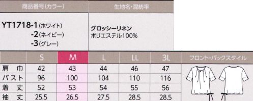 アルファピア YT1718-1 プルオーバーブラウス YUKI TORII首回りにタックを入れたプルオーバー。一枚着でも、ジャケットとのセットアップでも着用可能。裾のドローストリングでシルエットをアレンジできます。【流行の「リネンタッチ」を巧みに採り入れた、今までにないウェアをお届けします】・陰影のあるカラーに染まる糸を使った天然繊維のような新素材・麻のようなナチュラルでしゃれた光沢感・肌離れが良く、着心地は爽やかなリネンタッチ・適度なハリ感とストレッチ性 サイズ／スペック