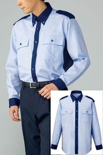 セキュリティウェア 長袖シャツ アルファピア KB1842-2 長袖シャツ（肩章付） 作業服JP