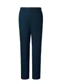 The FELLOWS TE5024-1 パンツ（ネイビー） おもてなしを自分らしく心地よく特徴・ご家庭で洗えるホームウォッシャブル・伸縮性のあるストレッチ素材・すっきりとしたシルエットのノータック仕様・伸縮性があり動きやすい脇ゴム入りウエスト・裏地付きで肌ざわりが良い前後ひざ上裏仕様品番:TE5024-1品名:パンツ