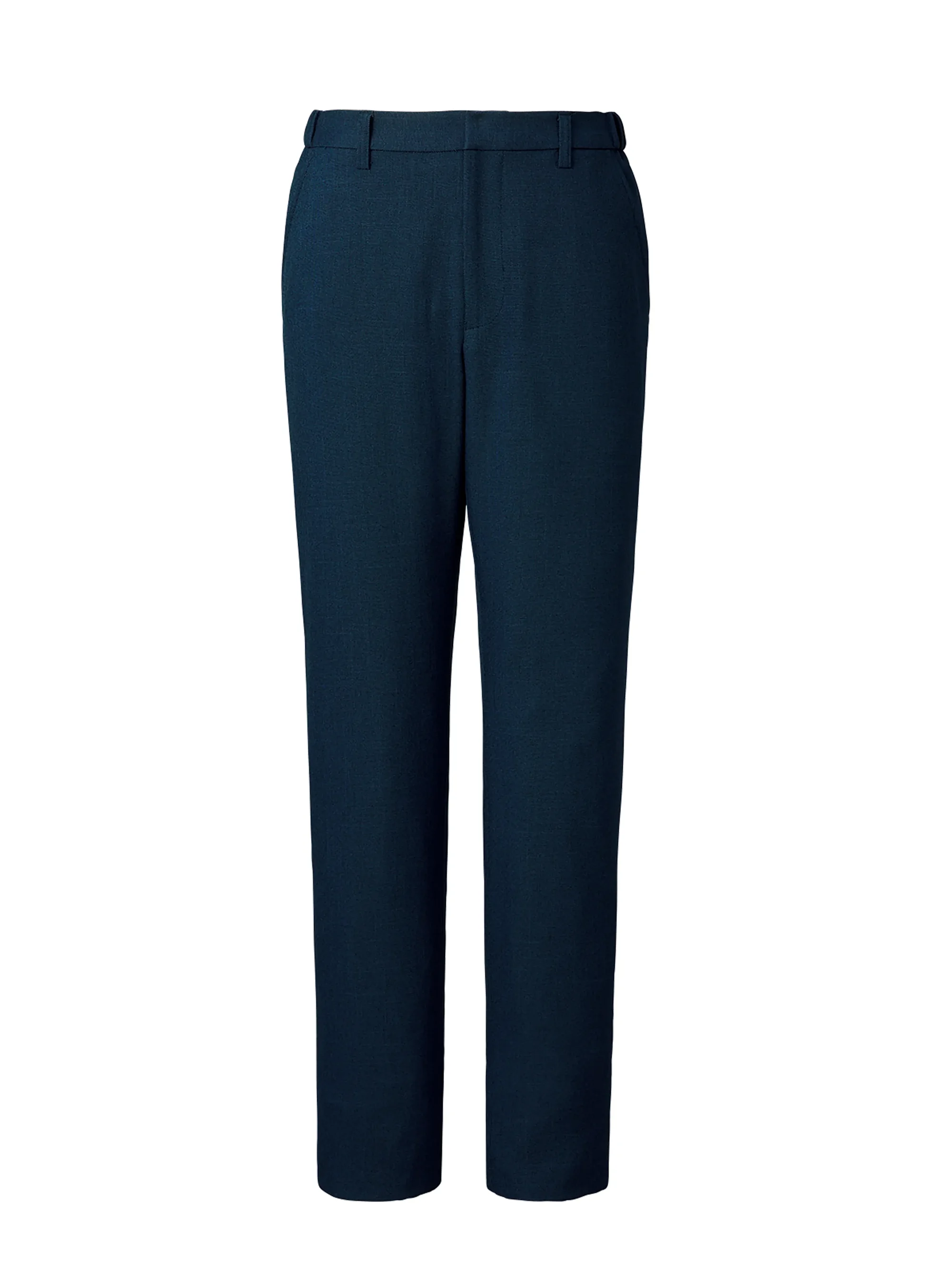 The FELLOWS TE5024-1 パンツ（ネイビー） おもてなしを自分らしく心地よく特徴・ご家庭で洗えるホームウォッシャブル・伸縮性のあるストレッチ素材・すっきりとしたシルエットのノータック仕様・伸縮性があり動きやすい脇ゴム入りウエスト・裏地付きで肌ざわりが良い前後ひざ上裏仕様品番:TE5024-1品名:パンツ