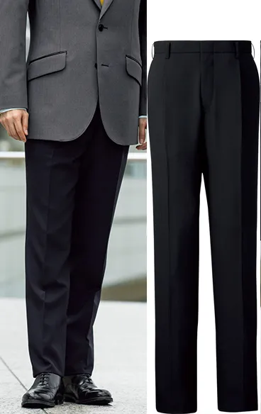 The FELLOWS TE5182-2 スラックス PAIR WEAR SUITSMIDNIGHT ELEGANCE格調高いおもてなしを演出する、洗練のミッドナイトカラー。独特の陰影を湛えたミッドナイトカラーのヘリンボーン生地を使用したコレクションは、ブラックサテンを技巧的なトリミングで配色し、モードな印象を演出します。控えめながら華のある装いで、格調高い空間にふさわしいおもてなしを。叶えたいのは、誠実さを伝える統一感のある装い。大切なお客様をお迎えする場に相応しいのはおもてなしの誠意とプロ意識を伝えるコミュニケーション力を持つ装い。「The FELLOWS」には多彩な選択肢を持つ、洗練された男女ペアシリーズが充実。お客様に信頼感を与える、統一感のある装いをお約束します。PROMISE 01.Reliability 信頼を与える清潔感、洗練さ。隙のない清潔感お、品よく洗練された佇まい。お客様に安心、信頼感を与えるクラス感のあるアイテムを豊富に取り揃えました。PROMISE 02.Pair Style 統一感を育む男女ペアの充実。お客様に信頼感を与えると同時に、働く側の気持ちを引き締め、チームとしての連帯感を向上させる統一感あるペアアイテムが充実。PROMISE 03.Function 快適さを約束する機能性。毎日のハードワークを支えるためのきめ細かな配慮が、快適な着心地と長時間でもきちんと感をキープした着こなしをサポートします。洗練のペアウェアで、至福のおもてなし。THE FELLOWSがこだわったのは、男性、女性のペアウェアがもたらす統一感のある美しい装い。それは、お客様をお迎えする空間を温かなホスピタリティで満たし、誠意、誇り、細かな配慮など、共通する意識を印象づける大切なツールでもあります。お客様に心からのおもてなしを…。そんな想いを込めたペアウェアです。