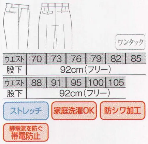 The FELLOWS TE5074-1 スラックス ソフトな肌触り、ストレッチ感、形態安定性・・・等、注目の新世代繊維。【SOLOTEX】注目の新素材ソロテックスは、その優れた特性から、これまでの合成繊維の常識を覆す理想形の繊維として注目されています。●優れた形態回復性:シワになりにくく、肘抜けや膝抜けなどの型くずれを抑えます。セット性に優れており、洗濯時の寸法H値かも少なく安定しています。ストレッチ素材でありながら洗濯やタンブラー乾燥による形態変化が小さく、快適な着用感を実現します。 ●きわだつソフト感。 ●快適なストレッチ性。 ●高い調和性。 ●最高の サイズ／スペック