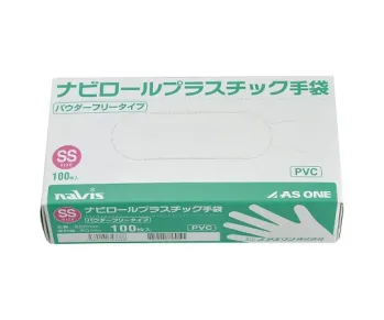 感染防止用品 手袋 アズワン 0-9868-04 プラスチック手袋 SS パウダー無（100枚入） 医療白衣com