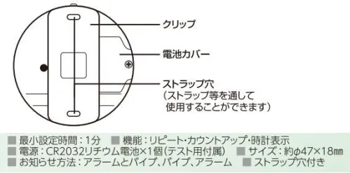 アズワン 61-9940-18 クリップ付バイブタイマー ホワイト T-558WT ◎ポケットなどに取り付けて使えるクリップ付です。◎お知らせ方法を選べるので静かな場所でも使用できます。◎誤操作防止になるボタンカバー付。◎最大設定時間:99時間59分、最小設定時間:1分お知らせ方法:アラームとバイブ、バイブ、アラームカウントアップ最大計測時間:99分59秒動作温度範囲:0～40℃時計精度:月差±30秒オートパワーオフ約10分機能:リピートカウントアップ、時計表示※この商品はご注文後のキャンセル、返品及び交換は出来ませんのでご注意ください。※なお、この商品のお支払方法は、前払いにて承り、ご入金確認後の手配となります。 サイズ／スペック