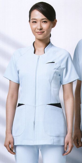 ドクターウェア 半袖ジャケット（ブルゾン・ジャンパー） KAZEN 054-21 レディスジャケット半袖 医療白衣com
