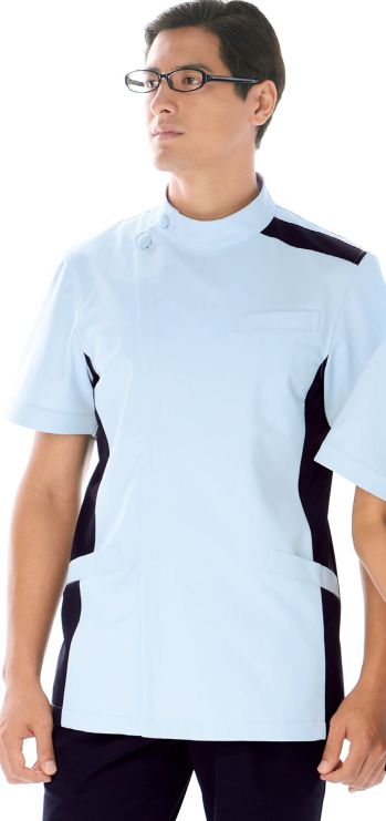 ドクターウェア 半袖ジャケット（ブルゾン・ジャンパー） KAZEN 094-21 メンズ医務衣半袖 医療白衣com