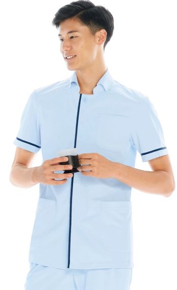 ドクターウェア 半袖ジャケット（ブルゾン・ジャンパー） KAZEN 095-21 メンズ医務衣半袖 医療白衣com