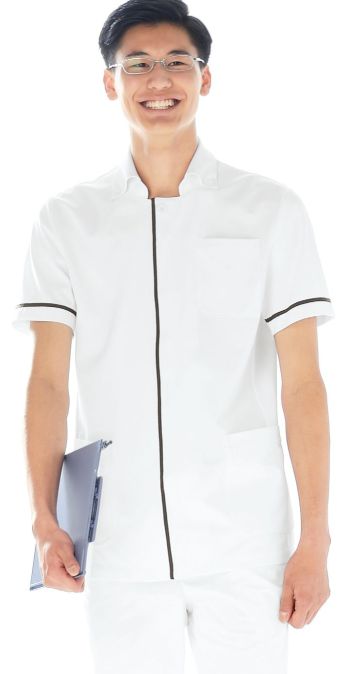 ドクターウェア 半袖ジャケット（ブルゾン・ジャンパー） KAZEN 095-28 メンズ医務衣半袖 医療白衣com