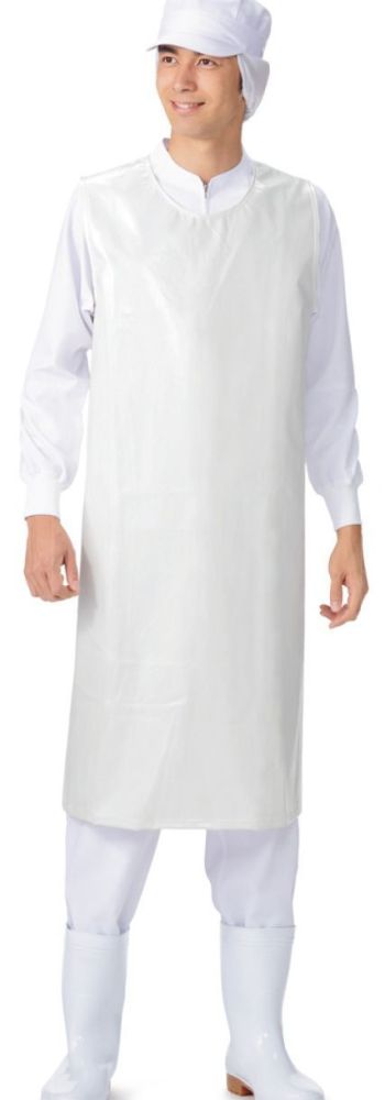 食品工場用 業務用エプロン KAZEN 510-90 防水エプロン・袖なし 食品白衣jp