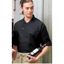 食品白衣jp 厨房・調理・売店用白衣 半袖コックシャツ KAZEN 628-05 コックシャツ五分袖（ブラック）