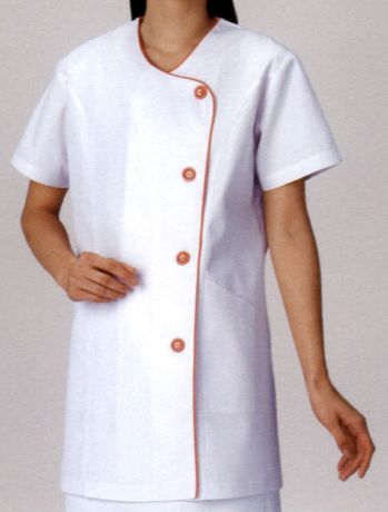 厨房・調理・売店用白衣 半袖白衣 KAZEN 662-36 女子調理衣半袖 食品白衣jp