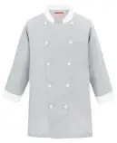 KAZEN 682-35 コックシャツ 682-35 コックシャツ爽やかなストライプと白の配色が美しい、プロフェッショナルなコックシャツです。「長短複合組織」による特殊な織物で上品な光沢感を持ちながら、凹凸状の組織により肌離れに優れ、長時間の調理作業でも快適な着心地を実現しました。機能性にも優れ、調理現場での衛生管理をサポートする工夫が随所に施されています。特徴・爽やかなストライプと白の配色デザインで清潔感を演出・「長短複合組織」による特殊な織物で上品な光沢感を実現・凹凸状の組織により肌離れに優れ、蒸れにくい快適な着心地・内側にアメリカンスナップ付きで着脱がスムーズ・内側に体毛防止加工袖を採用し、異物混入防止をしっかりサポート・裾にスリット入りで動きやすさを確保