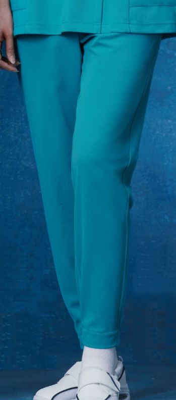 KAZEN 856-42 ジョガーパンツ（男女兼用） 裾が長くてもたつく時にはゴムの入っている部分を内側に織り込むことで約4cm裾上げすることができます。