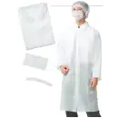 食品白衣jp 食品工場用 長袖コート KAZEN 907-10 ビジターセット（白衣・マスク・キャップ）