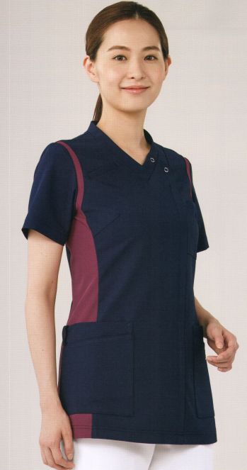 ドクターウェア 半袖ジャケット（ブルゾン・ジャンパー） KAZEN 972-48 レディススクラブ（前開き） 医療白衣com