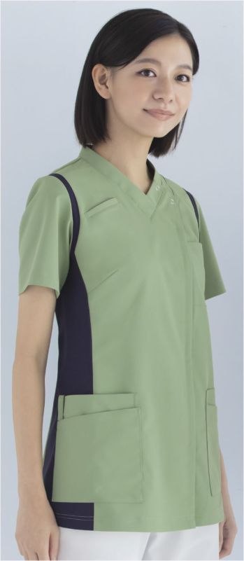 ドクターウェア 半袖ジャケット（ブルゾン・ジャンパー） KAZEN 972-52 レディススクラブ（前開き） 医療白衣com