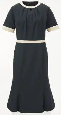 KAZEN KZN325-45 ワンピース半袖 KZN325-45 ワンピース半袖アートのような美しい曲線美が際立つエレガントマーメイドラインのワンピースです。特殊加工によるコンフォートストレッチツイル素材が、ニットのような高いストレッチ性と軽量感を実現し、一日中快適な着心地をおとどけします。特徴・アートのような曲線美とタックによる立体感のある洗練されたデザイン・ウエストの配色を高めに施し、スタイルアップ効果抜群のデザイン・女性らしさを演出するエレガントなマーメイドライン・特殊加工技術によるコンフォートストレッチツイルでニットのような伸縮性・優れたバックストレッチ性と軽量感で動きやすさを追求・柔らかい風合いで快適な着心地・スッキリとした印象でしっかり物が収納できる両腰スリットポケット・動きやすい後ろ中央ベント入り設計・バックスタイルまで美しいマーメイドライン・後ろ中心ファスナー付で着脱も簡単