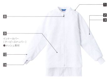 食品工場用 長袖ジャケット（ブルゾン・ジャンパー） KAZEN KZN400-80 ジャンパー（男女兼用） 食品白衣jp