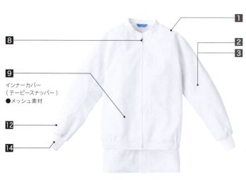 食品工場用 長袖ジャケット（ブルゾン・ジャンパー） KAZEN KZN401-20 ジャンパー（男女兼用） 食品白衣jp