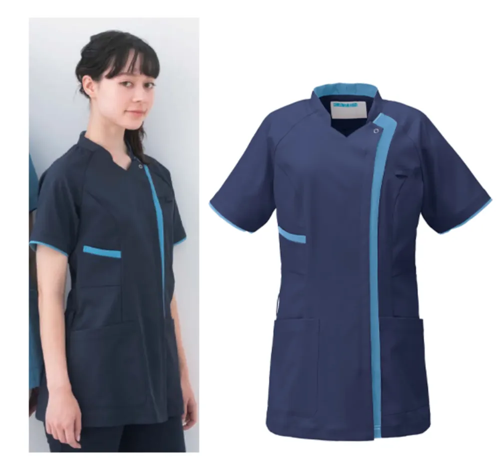 レディススクラブジャケット半袖 KAZEN KZN702-48 白衣・診察衣