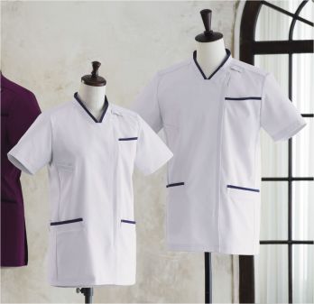 ドクターウェア 半袖ジャケット（ブルゾン・ジャンパー） KAZEN KZN705-46 スクラブジャケット半袖（男女兼用） 医療白衣com
