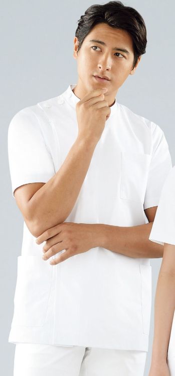 ドクターウェア 半袖ジャケット（ブルゾン・ジャンパー） KAZEN REP100-C10 メンズ医務衣半袖 医療白衣com