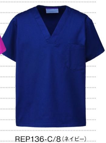 手術衣 半袖ジャケット（ブルゾン・ジャンパー） KAZEN REP136-C8 スクラブ（男女兼用・上衣） 医療白衣com