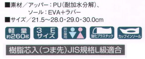 KAZEN 468-75-A コックシューズ（黒） セーフティタイプ（つま先強化プラスチック入り） ●樹脂芯入（つま先）JIS規格L級適合● 足元を快適にサポートするベストセレクション。レストラン厨房、給食事業、食品工場ETCに向けた専用ワークシューズ。「滑りにくい」・「快適設計」・「軽量設計」の3つの特長にいおり、ハードなワークシーンを快適にサポートします。 タテ・ヨコに刻んだ凸凹底で、すべりにくさを強化。 インソール裏:通気穴により足裏の通気性を大きく向上させました。 衝撃吸収材:優れたクッション性により疲労度を大幅に軽減します。 カップインソール:通気穴を設けたデコボコ形状により、足との設置面積を少なくし、熱がこもりにくくしました。べったりした不快感がなく爽やかな感触が特長です。※「21．5センチ」、「30．0センチ」は商品番号「468-75-B」にあります。 サイズ／スペック