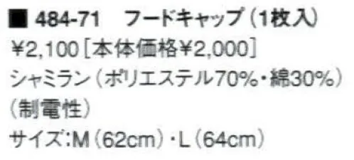 KAZEN 484-71 フードキャップ ※商品番号 484-72 へ変更致しました。 サイズ／スペック