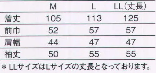 KAZEN 507-90 防水エプロン・袖あり 軽量素材「ドミワーク」。水を多く使う給食場、水産加工関係、食品工場では従来からゴム引きエプロンが使用されてきました。しかし、ゴム引きエプロンは重く、作業効率の低下を生み出していました。新素材の「ドミワーク」は強靭なナイロン繊維に特殊ポリウレタンを均一にコーティング。軽く丈夫で、防カビ性、耐水性に優れ、食品工業・調理厨房などに理想的です。KAZENでは、この特長を生かして、防水エプロンをご用意しています。※L、LLサイズは丈長タイプとなっております。 サイズ／スペック