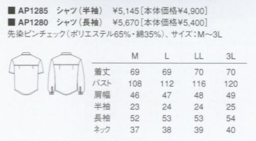 KAZEN AP1280 長袖女子シャツ ※画像は半袖ですが、この商品は長袖になります。 サイズ／スペック
