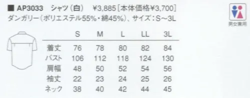 KAZEN AP3033 半袖シャツ  サイズ／スペック