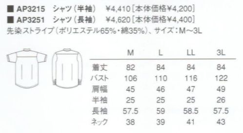 KAZEN AP3251 長袖男子シャツ  サイズ／スペック