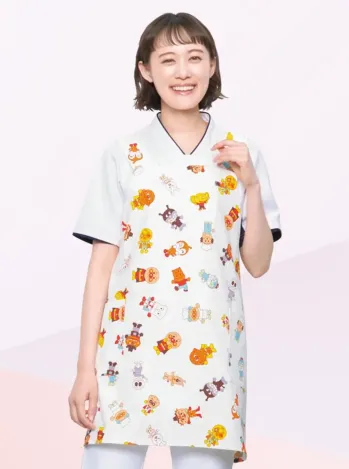 ナースウェア エプロン KAZEN ANP918-C40 プリントエプロン 医療白衣com