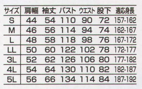 山田辰 1190 抗菌ツヅキ服(1-1190) らくプリ採用の部屋干し対応速乾・抗菌ユニフォーム！●暑い夏にも爽快なツヅキ服● 山田辰の主力ブランド「AUTO-BI（オートバイ）」1-1190は、生地に早乾き機能と嫌なにおいや菌の発生を抑える防臭、消臭、抗菌加工を施した、部屋干し対応の機能素材を採用。また製品そのものにも肘、膝に動きやすさを追求した「楽々プリーツ」（メッシュ素材）を使用している。 カラーは売れ筋のネイビーに加えてカーキと夏らしい爽やかなミストブルーの3色展開。アクセントとしてファスナーやプリーツ、パイピングなどにはオレンジ色を施し、デザインを引き締めた。暑い季節にぴったりな爽快ツヅキ服です。●素材説明●部屋干し対応「ROOM DRY」 洗濯後の脱水性に優れているので洗濯物が早く乾き、室内干しに最適です。さらに繊維状の臭いの原因となる細菌の増殖を抑えます。●機能・特長●・膝部分には引きつりを軽減する機能「らくプリ」を採用。膝曲げが大変楽になっています。・肘部分にも「らくプリ」を採用。腕の動きがスムーズです。・衿の内側にメッシュ素材を採用することにより、衿元の汗の渇きを促進し、爽やかさをアップさせます。袖口は大型のマジックテープ採用で、自由にサイズを調節できます。・腰部にはウエストのサイズを自由に調節できる大型マジックテープを採用。 サイズ／スペック